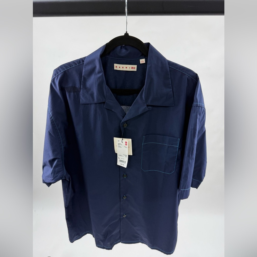 Marni x Uniqlo Men's Navy Blue Shirt